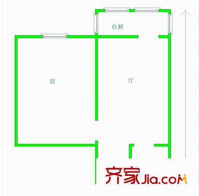 中山門北里戶型圖戶型圖 1室1廳1衛(wèi)1廚