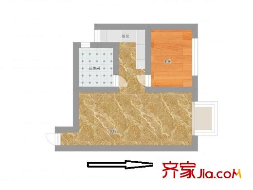 復(fù)興門家園 1室 戶型圖