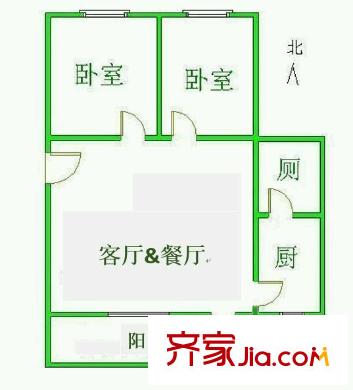 棠德花园 2室 户型图