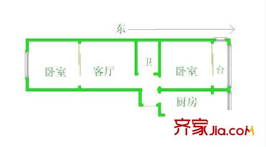 華寧北里戶型圖戶型圖 2室1廳1衛(wèi)1廚