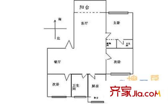 彩虹花園戶型圖 戶型圖 3室2廳2衛(wèi)1廚