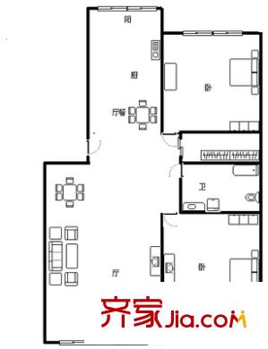 華夏津典漣水園戶(hù)型圖 戶(hù)型圖 2室2廳2衛(wèi)1廚