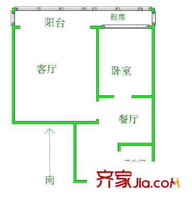 津塘公寓戶型圖戶型圖 1室1廳1衛(wèi)1廚