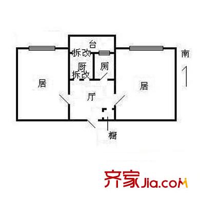 南江西里戶型圖戶型圖 2室1廳1衛(wèi)1廚