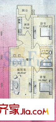 凱信佳園戶型圖戶型圖 2室2廳1衛(wèi)1廚
