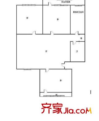 凱信佳園戶型圖戶型圖 3室1廳1衛(wèi)1廚