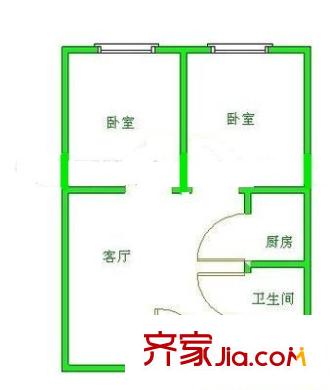 翠亨村紅樓戶型圖戶型圖 2室1廳1衛(wèi)1廚