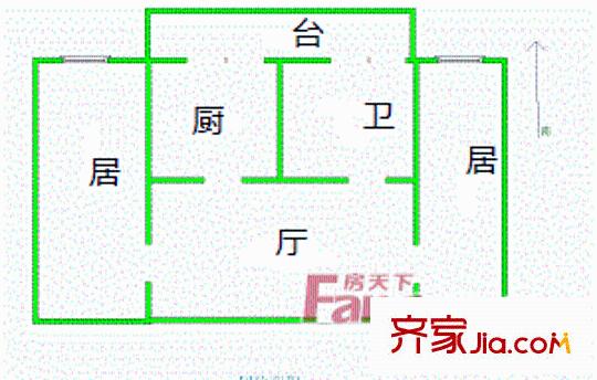 翠亨村紅樓戶型圖戶型圖 2室1廳1衛(wèi)1廚
