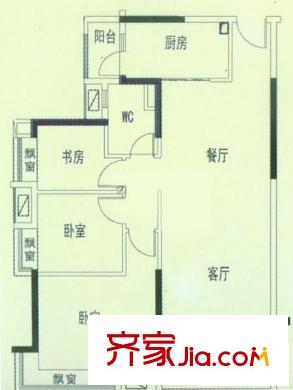 碧桂园凤凰城凤锦苑户型图3室2厅户型图 3室2厅1卫1厨