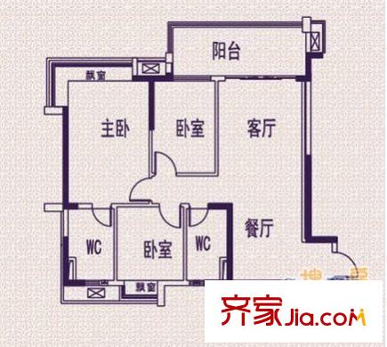 碧桂园凤凰城凤锦苑户型图3室2厅户型图 3室2厅2卫1厨
