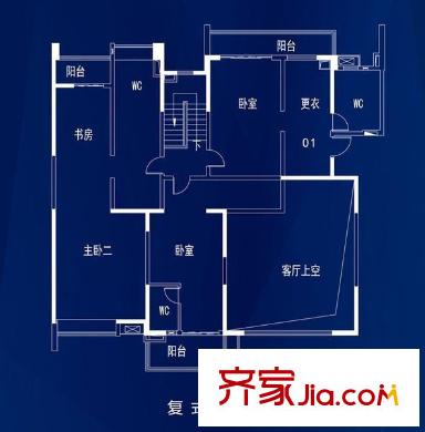 碧桂园凤凰城凤锦苑户型图复式上层户型图 6室2厅6卫1厨