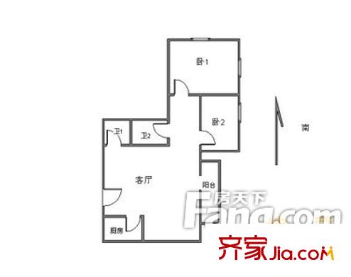 友誼花園戶型圖戶型圖 2室1廳2衛(wèi)1廚