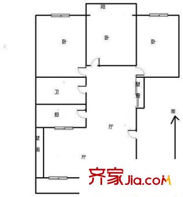 廣順園戶型圖戶型圖 3室2廳2衛(wèi)1廚