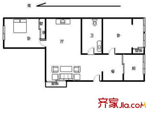 廣順園戶型圖戶型圖 2室2廳1衛(wèi)1廚