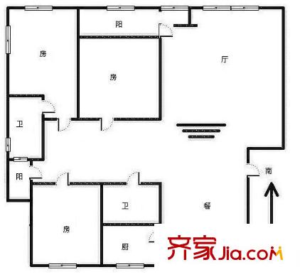 半島藍(lán)灣戶型圖戶型圖 3室2廳2衛(wèi)1廚