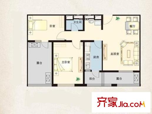 半島藍(lán)灣戶型圖戶型圖 2室2廳1衛(wèi)1廚