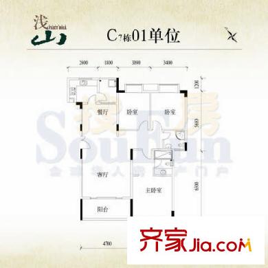 华南御景园浅山C7栋01 3室2厅1卫1厨