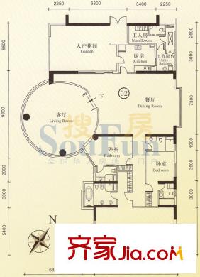 博雅首府B栋12-22层02单位 4室2厅4卫1厨