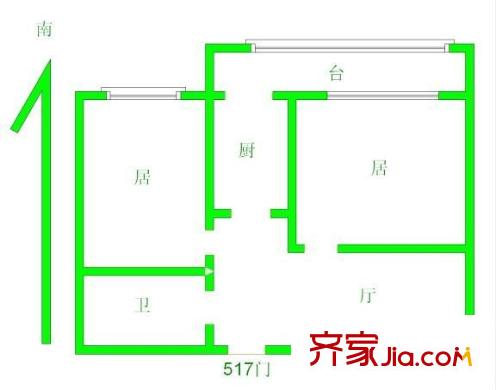 久仰里戶型圖戶型圖 2室1廳1衛(wèi)1廚