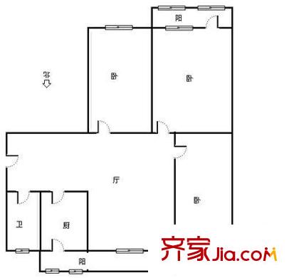 鳳城樓戶型圖戶型圖 3室1廳1衛(wèi)1廚