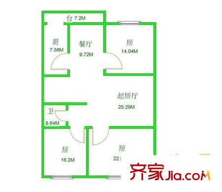 南江東里戶型圖戶型圖 3室1廳1衛(wèi)1廚