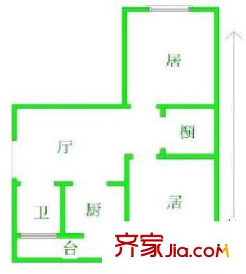 科海里戶(hù)型圖 戶(hù)型圖 1室1廳1衛(wèi)1廚