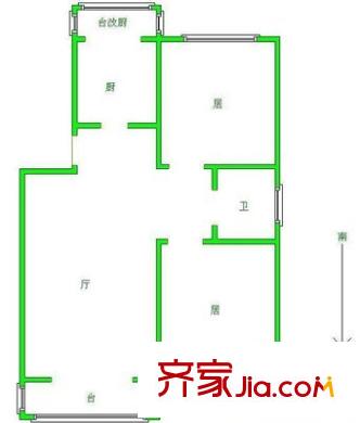 旭水藍(lán)軒戶型圖 戶型圖 2室1廳1衛(wèi)1廚