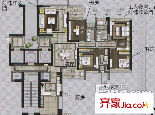 颐德公馆户型图2室2厅户型图 2室2厅2卫1厨