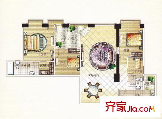 御江苑标准层04/06单元 4室2厅2卫1厨