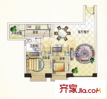 御江苑标准层05单元 2室2厅1卫1厨
