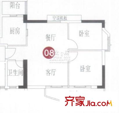 富基广场A8栋5-6层09单元 2室2厅1卫1厨