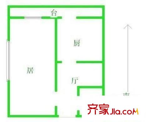 賓水北里戶型圖戶型圖 1室1廳1衛(wèi)1廚