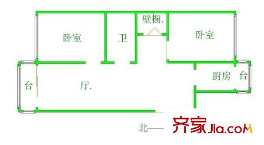 欣苑公寓戶型圖戶型圖 2室1廳1衛(wèi)1廚