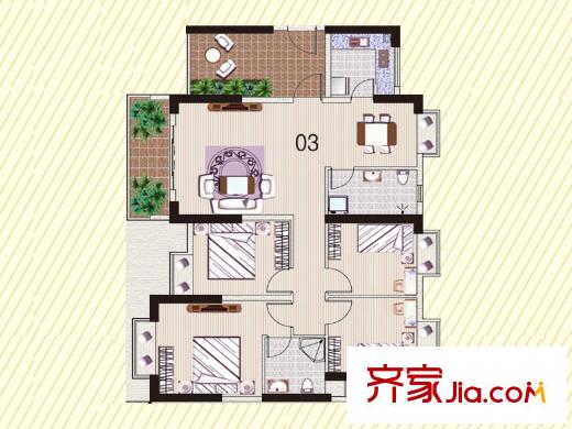顺欣花园24栋2层03户型 4室2厅2卫1厨