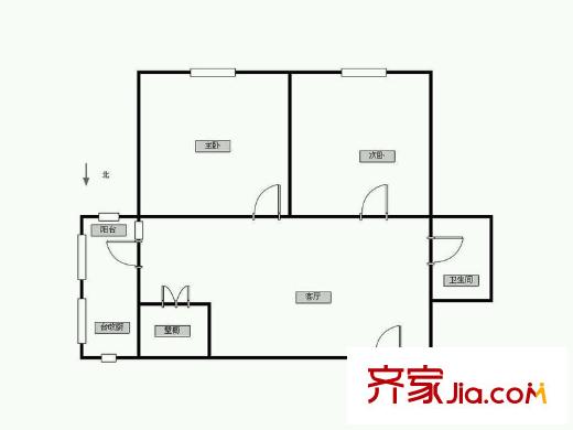 臥龍南里 2室 戶型圖