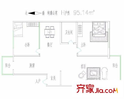 純雅公寓 2室 戶型圖
