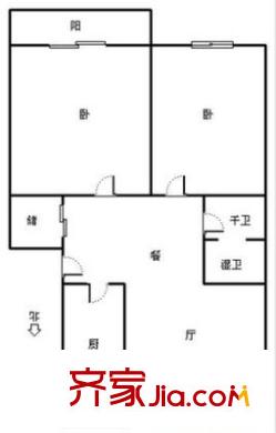 純雅公寓戶(hù)型圖 戶(hù)型圖 2室1廳1衛(wèi)1廚