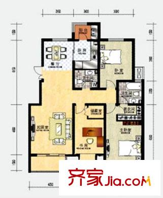 華夏津典戶型圖二期高層標(biāo)準(zhǔn)層E2戶型 3室2廳2衛(wèi)1廚