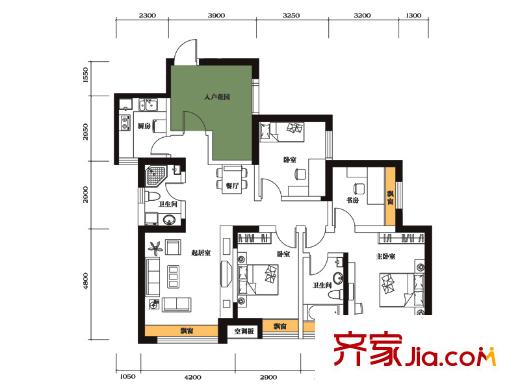博軒園戶型圖一期7號(hào)樓標(biāo)準(zhǔn)層D戶型 3室2廳2衛(wèi)1廚