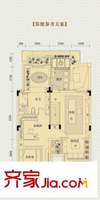 博軒園戶型圖一期1-5號(hào)樓疊上頂層戶型 4室2廳3衛(wèi)1廚