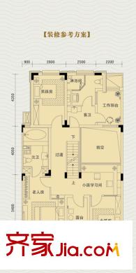 博軒園戶型圖一期1-5號(hào)樓疊上三層戶型 4室2廳3衛(wèi)1廚
