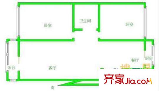 中心北路戶型圖戶型圖 2室1廳1衛(wèi)1廚