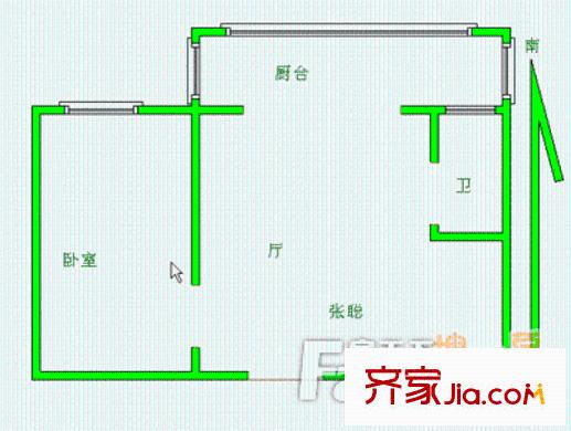 中心北路戶型圖戶型圖 1室1廳1衛(wèi)1廚