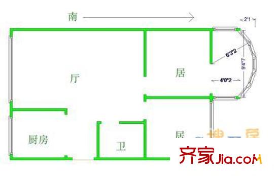 中心北路戶型圖戶型圖 2室1廳1衛(wèi)1廚