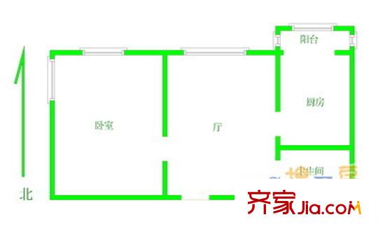 中心北路戶型圖戶型圖 1室1廳1衛(wèi)1廚