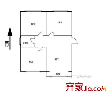 中心北路戶型圖戶型圖 3室1廳1衛(wèi)1廚