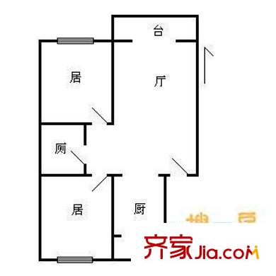 興源公寓戶型圖戶型圖 2室1廳1衛(wèi)1廚