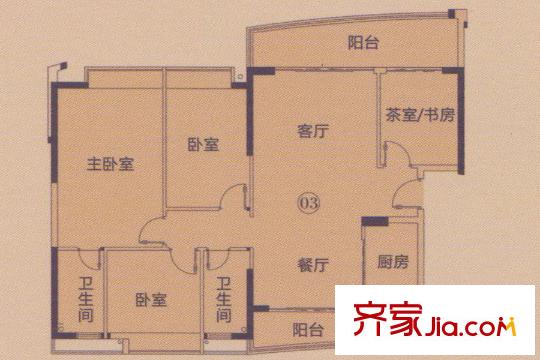 庄士映蝶蓝湾T栋03单元 4室2厅2卫1厨