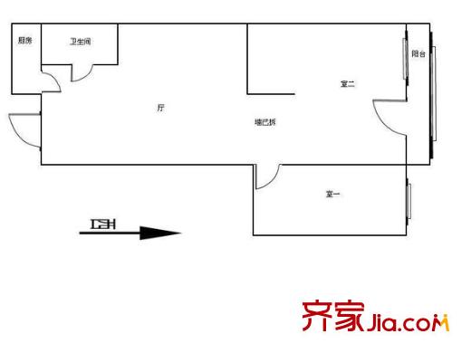 金昆里戶型圖戶型圖 2室1廳1衛(wèi)1廚
