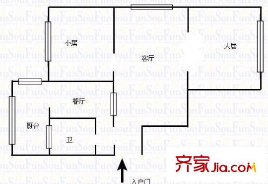 琴江公寓戶型圖戶型圖 2室1廳1衛(wèi)1廚